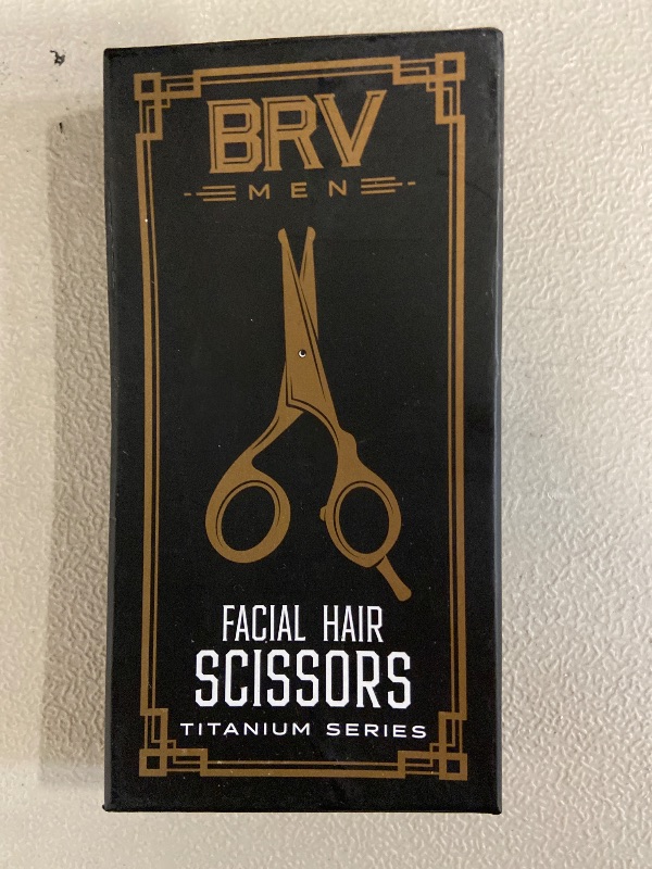 Photo 1 of Rounded-Tip Small Trim Scissors for Men 4.2" | High Carbon Stainless Steel | Nose Hair for Men | Professional Grooming Scissors for Beard, Mustache & Ear Hair - RIGHT HANDED (Black)