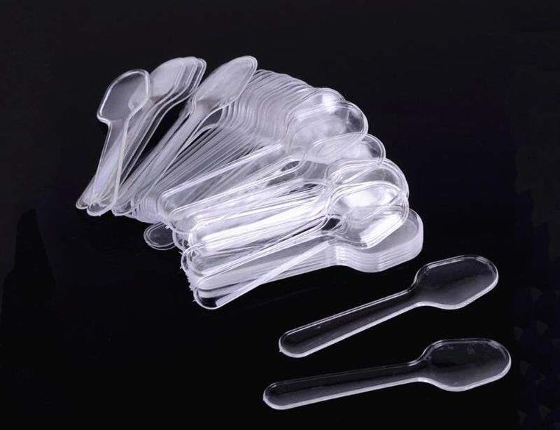 Photo 1 of 1Pack (500pcs) Disposable Clear Plastic Mini Spoon Best for Jelly/Pudding/Yogurt/Ice Cream/Desert/Cake/Appetizer