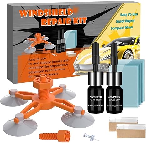 Photo 1 of 2 Item Bundle | Windshield Repair Kit 2 Pack, High - New Glass Repair Fluid,Car Glass Repair Kit, Dark Black + Piercings Kit With Prep Pads