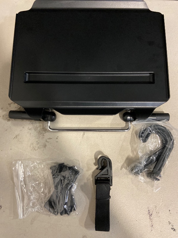 Photo 1 of 2 in 1 Car Steering Wheel Tray/Back Seat Headrest Tray for Eating Food Drink and Writing Laptop Work, Black Car Desk