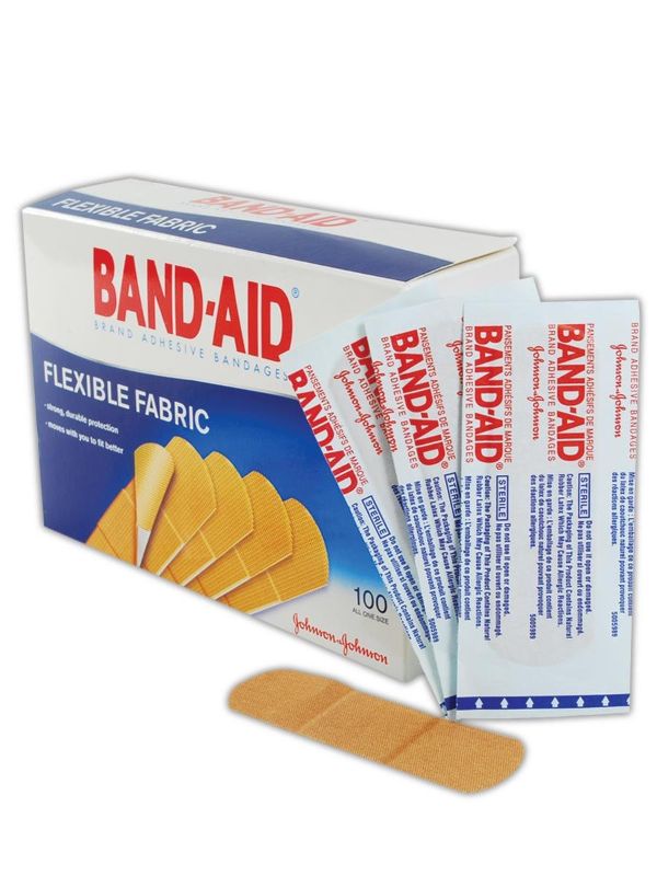 Photo 1 of Johnson & Johnson JJ4444 Band-Aid Woven Adhesive Bandages, 1" x 3", Tan (Box of 100)