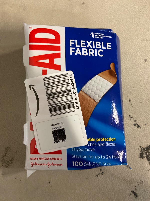 Photo 1 of Johnson & Johnson JJ4444 Band-Aid Woven Adhesive Bandages, 1" x 3", Tan (Box of 100)