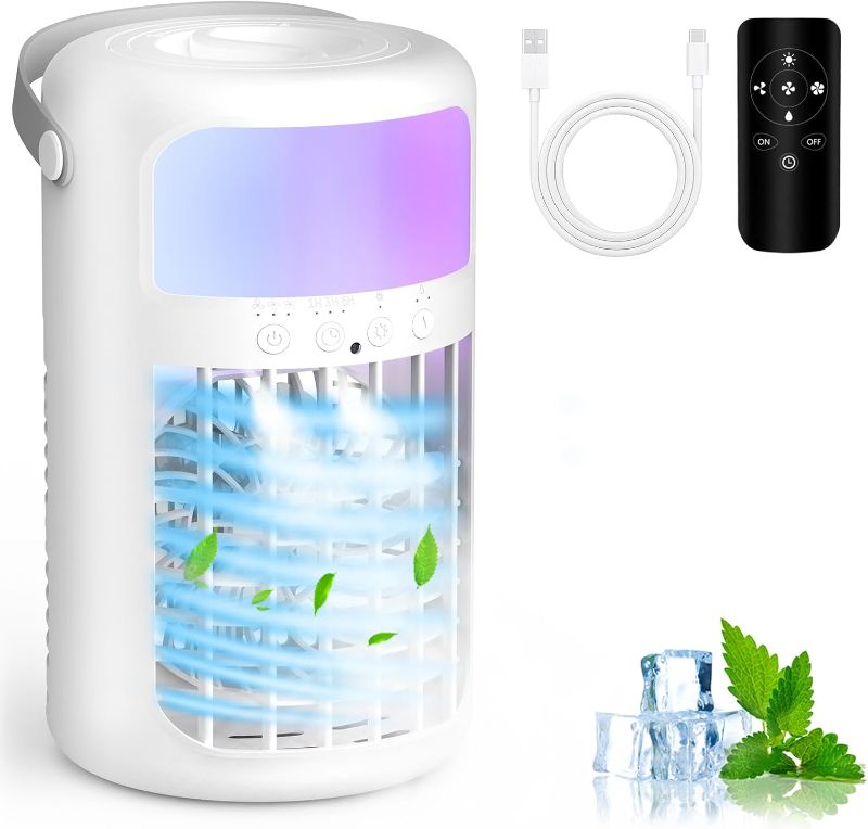 Photo 1 of Portable Air Conditioner, 2025 Upgraded 4-IN-1 Ultra-Quiet Design Portable AC Unit with 2 Cool Mist & Speeds1500ml Remote Control Air Conditioner Evaporative for Home,Office,Bedroom, Camping