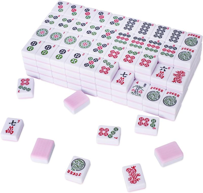 Photo 1 of American Mahjong Tile Set with 166 Pink Back Tiles (1.2”, Tiles Only), Mahjong Game Set
