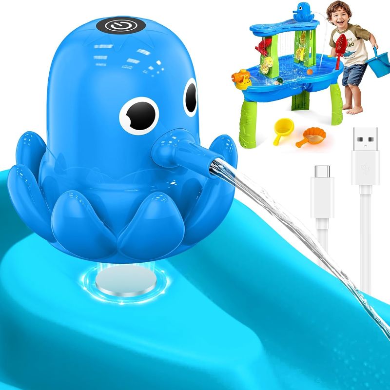 Photo 1 of Water Table Pump Octopus, Cordless Rechargeable Pump for Water Tables with Magnetic Mounting, No Drill Installation, Durable Outdoor Water Play Accessories for Kids & Toddlers (Blue)