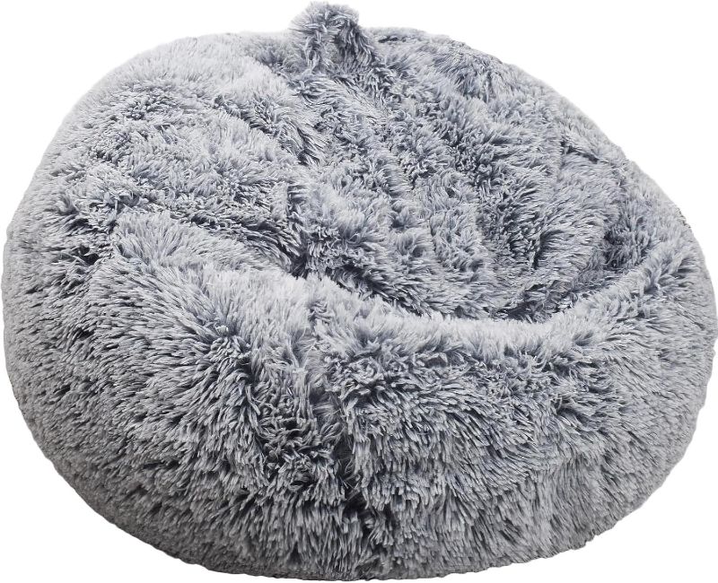 Photo 1 of Small Fluffy Stuffed Animal Storage Bean Bag Chair Cover (NO FILLER), Faux Fur Comfy Bean Bag Cover for Organizing Plush Toys or Textile, for Adults Teens Kids Girls, Gray