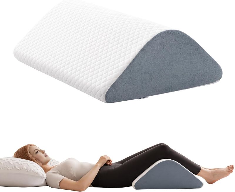 Photo 1 of Knee Wedge Pillow 8'' for Post-Surgery Recovery - Leg Elevation Support for Sleep Position, Alleviating Lower Back & Hip Pain Enhancing Circulation in Ankles Legs Triangle Pillow with Removable Cover