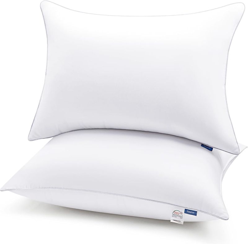 Photo 1 of Pillows Queen Size Set of 2, Hotel Quality Bed Pillows for Sleeping 2 Pack, Cooling Pillows for Side Back and Stomach Sleepers, Down Alternative Luxury Soft Supportive Fluffy Pillows (18x28)