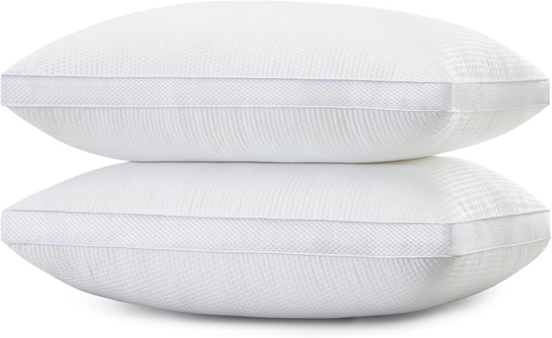 Photo 1 of Bed Pillows for Sleeping Firm and Soft Queen Size Set of 2, Supportive & Comfortable Down Alternative Pillow, Luxury Hotel Gusseted Pillows for Side and Back Sleepers