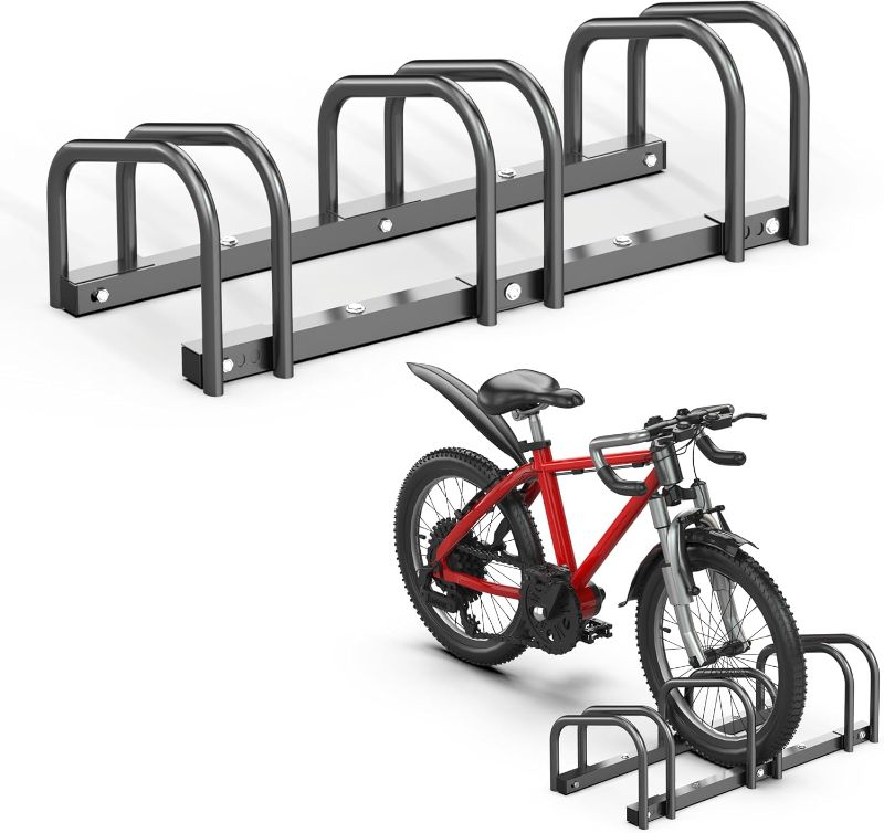 Photo 1 of Ultrawall Bike Storage Rack for Garage, 3 Bikes Floor Bike Stand, Bicycle Parking Stand Rack for Indoor/Outdoor, Fit 22-28" Wheel Tire Width 2.1"