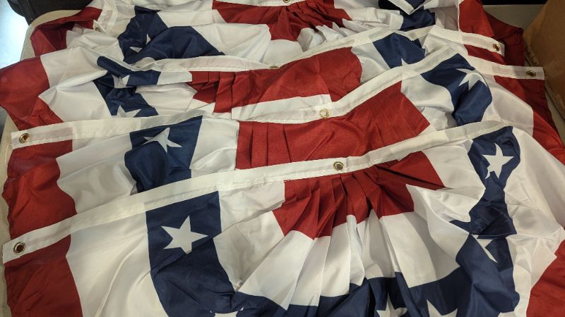Photo 1 of 4 Pack American Flag Bunting Large Pleated Fan 1.5 X 3 Ft Patriotic 4th of July Decoration Bunting Flag Red White Blue US Banners Independence Day Fourth July Outdoor Decor Memorial Day