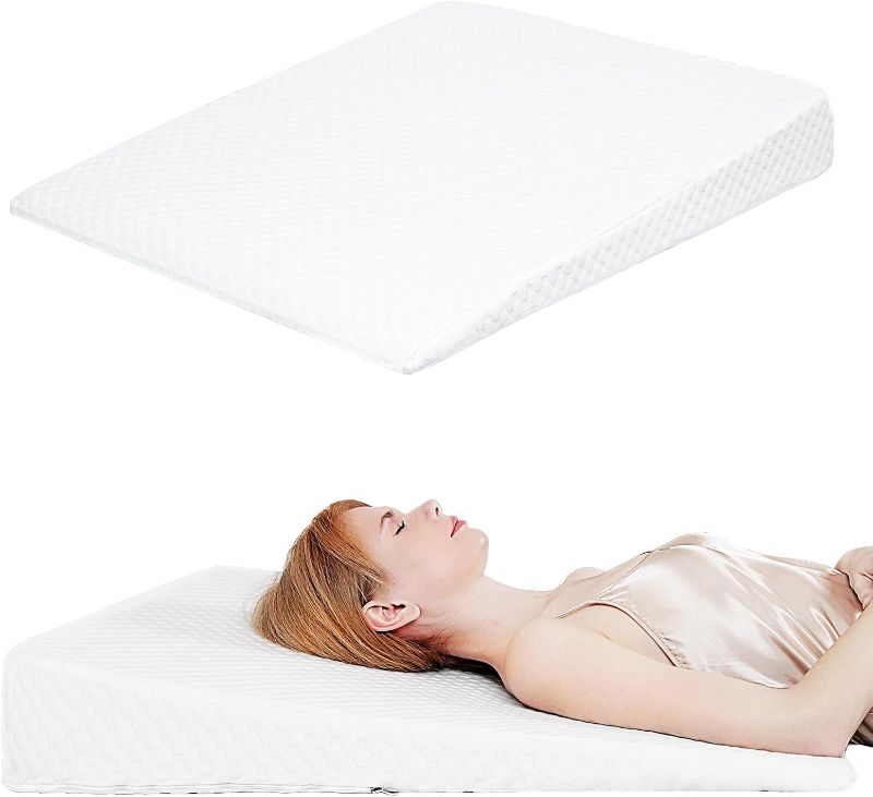 Photo 1 of Wedge Pillow, Bed Wedge Pillows for Sleeping, Snoring, Back Support, After Surgery, Foam Triangle Pillow, Removable Washable Cover (White, 5in)