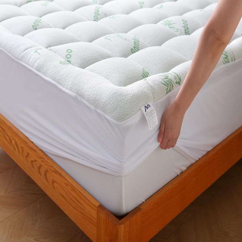 Photo 1 of Full Mattress Topper Viscose Derived from Bamboo Cooling Thick Pillow Top Mattress Fits 8-20 Inches Deep Mattresses Pad for Back Pain Extra Plush Extra Deep