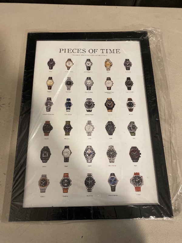 Photo 1 of Studio Fashion and Glam Wall Art Prints 'Piece of Time' Home Décor, 13" x 19", Black Frame