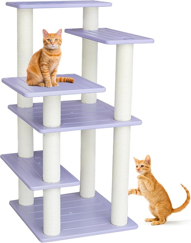 Photo 1 of 5 Level Cat Tree for Outdoor and Indoor Cats,Large Cat Tower with Scratching Posts 46 inches