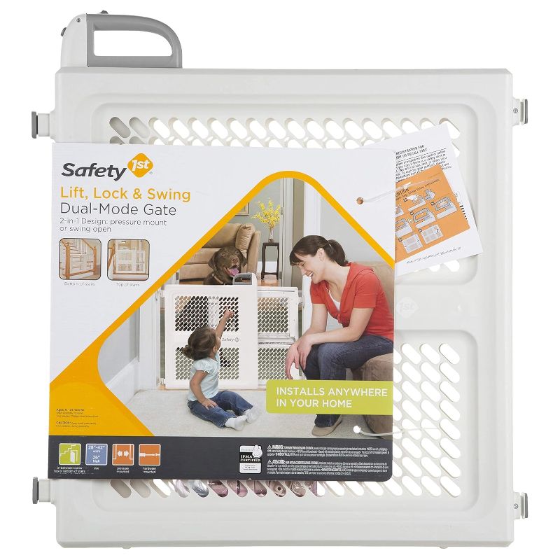 Photo 1 of Safety 1st Baby Gates for Doorways, Pressure Mount Lift, Lock and Swing, Dog Gates, Hardware Gate for Stairs, Fits 28"-42" Wide