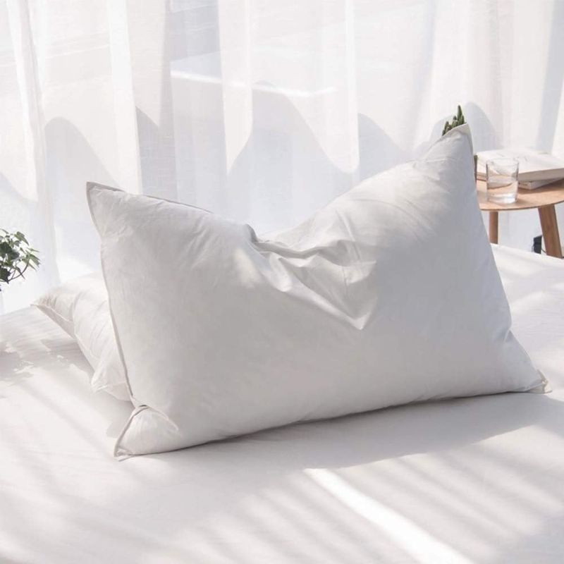 Photo 1 of Luxury 85% Waterfowl Feathers/15% Down Pillow Queen Size, Hotel Quality Fluffy Bed Pillow, Soft Pillow for Sleeping, Organic Cotton Cover(20x28 inches, Pack of 1)