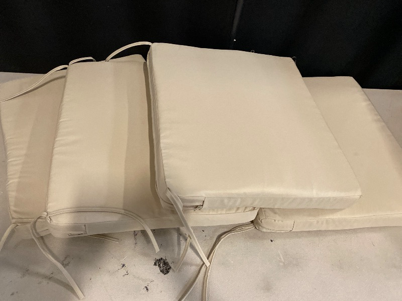 Photo 1 of Outdoor Chair Cushions Set of 4: Waterproof & Fade Resistant Seat Cushion for Patio Furniture - 18.5 L x 16 W x 2 H Inch Chair Pads with Ties and Hidden Zipper - Patio Chair Cushion Replacement, Beige
