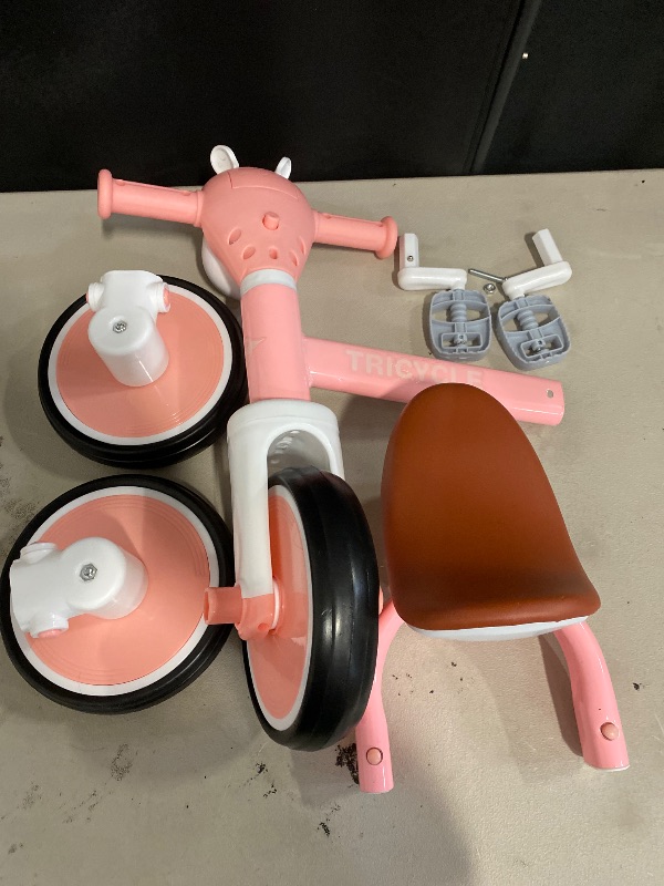 Photo 1 of Tricycle for Toddlers 1-5 Year Olds, Toddler Balance Bike for Boys Girls 2-4, Toddler Tricycle with Light & Music Front, Kids Bicycle with Removable Pedal, Birthday Gifts for 1 2 3 4 5 Year (Pink)