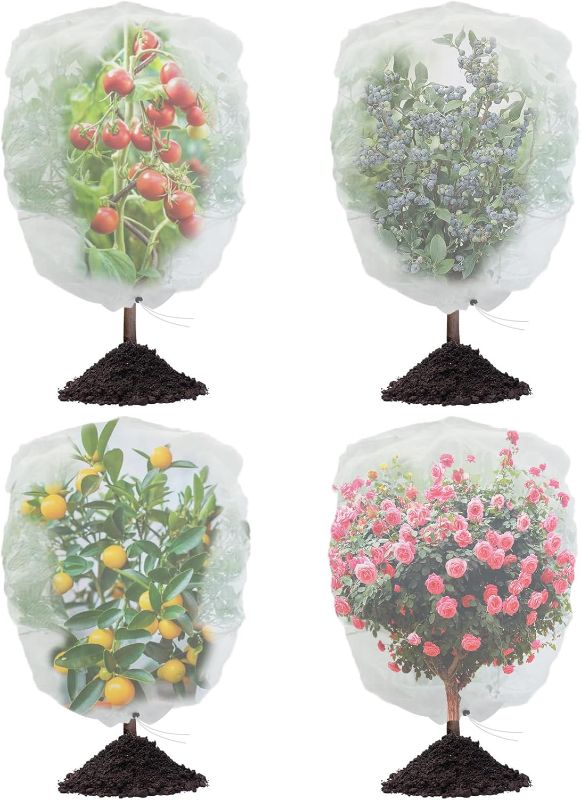 Photo 1 of Fruit Tree Netting, Actgan Garden Netting with Drawstring 2.7Ft x 3.3Ft Blueberry Bush Barrier Plant Tree Netting Covers for Cicadas Mosquito Net Tomato Fruits from Animals (4-Pack)