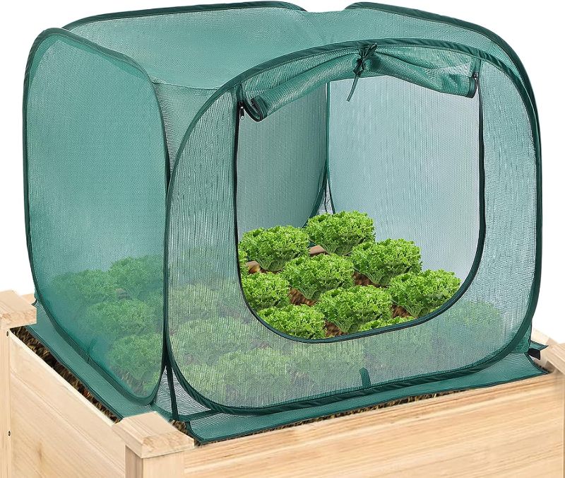 Photo 1 of Garden Netting for Raised Beds, Crop Cage, Pop up Plant Covers- 30% Sunblock Shade Cloth with Metal Anchoring Spikes - Protects Plants Against Birds and Small Animals - 40"x40"x30"(H)