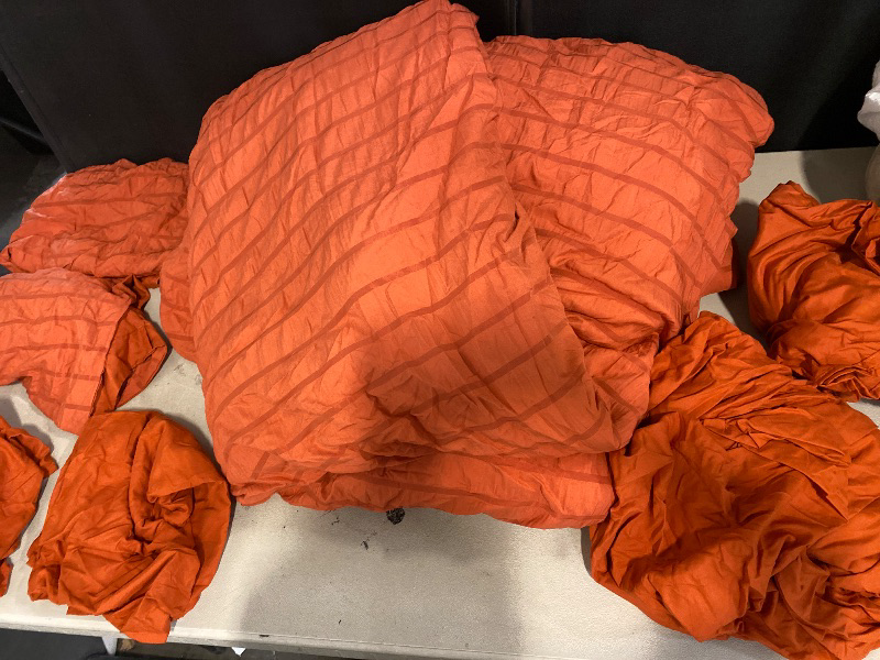 Photo 1 of Burnt Orange Queen Comforter Set Seersucker 7 Pieces, All Season Luxury Bed in a Bag for Bedroom, Bedding Set with Comforters, Sheets, Pillowcases & Shams