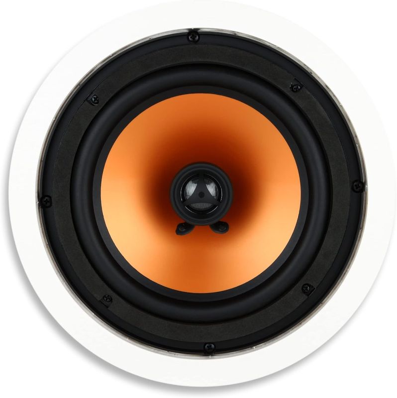 Photo 1 of Micca M-8C 2-Way in-Ceiling Round Speaker, 9.4" Cutout Diameter, Whole House Audio, Home Theater, Indoor or Covered Outdoor, 8" Woofer, 1" Tweeter, White, Paintable, Each