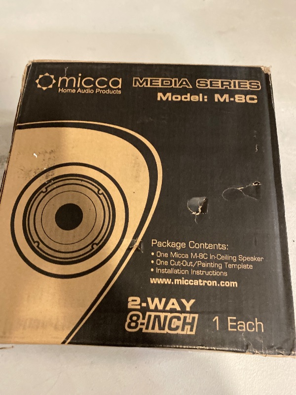 Photo 1 of Micca M-8C 2-Way in-Ceiling Round Speaker, 9.4" Cutout Diameter, Whole House Audio, Home Theater, Indoor or Covered Outdoor, 8" Woofer, 1" Tweeter, White, Paintable, Each