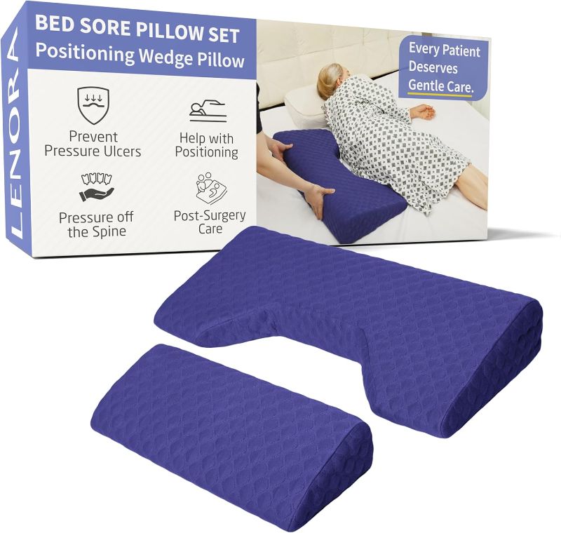 Photo 1 of Lenora Bed Sore Pillow Set, Positioning Wedge Pillow with Extra Auxiliary Pillow, Bed Sore Cushion with Non-Skid Fabric, Prevent BedSores, Provide Comfort for Bedridden Patients, Dark Slate Blue