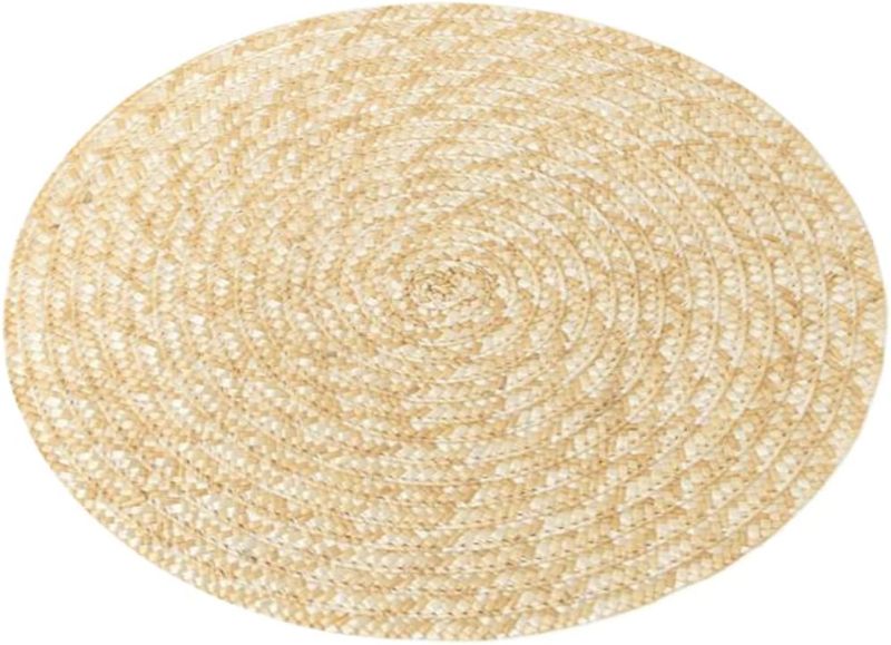 Photo 1 of Rustic Round Placemat Wear-Resistant Woven Cutlery Mat Anti-Skid Design for Dining Table Decor for Housewarming and Festive Gatherings