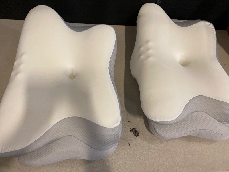 Photo 1 of 2Pk. Cervical Neck Pillow - Cooling Pillow for Neck Pain Relief, Ergonomic Side Sleeper Pillow for Sleeping, Contour Orthopedic Memory Foam Pillows for Back & Stomach Sleepers with Pillowcase