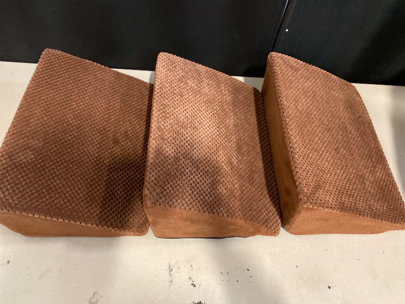 Photo 1 of Dog Ramp for Stairs Suits for Small Dogs Cats, Pet Steps Stairs for Staircase Stairs with Anti-Slip Bottom and Self-Sticky Pads to Fix Suitable for Dogs Cats(3Pcs, Brown)