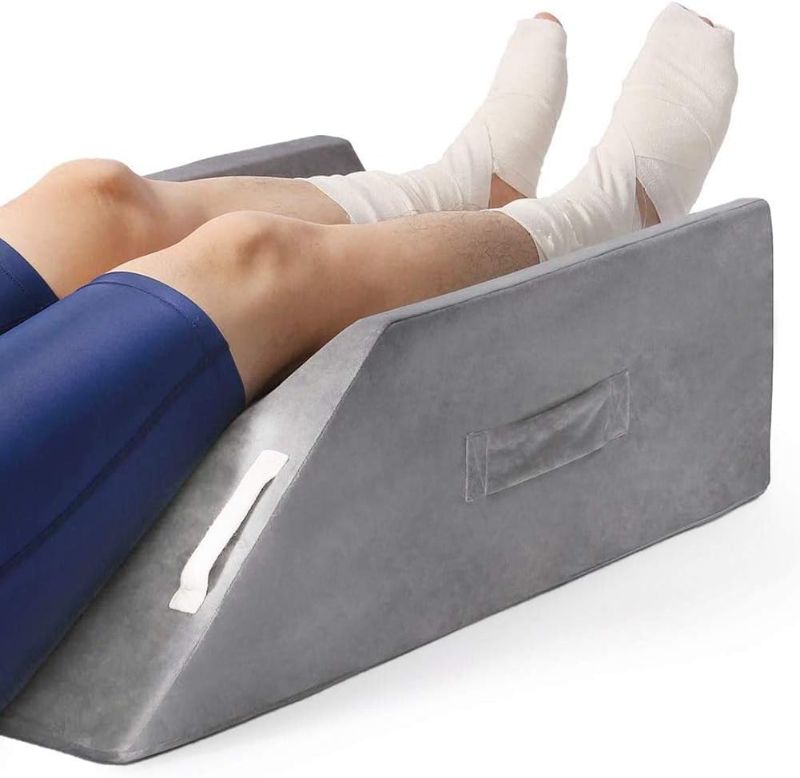 Photo 1 of LightEase Post-Surgery Leg, Knee, Ankle Elevation Double Wedge Pillow, Memory Foam Leg Elevating Pillow for Injure, Sleeping, Foot Rest, Reduce Swelling