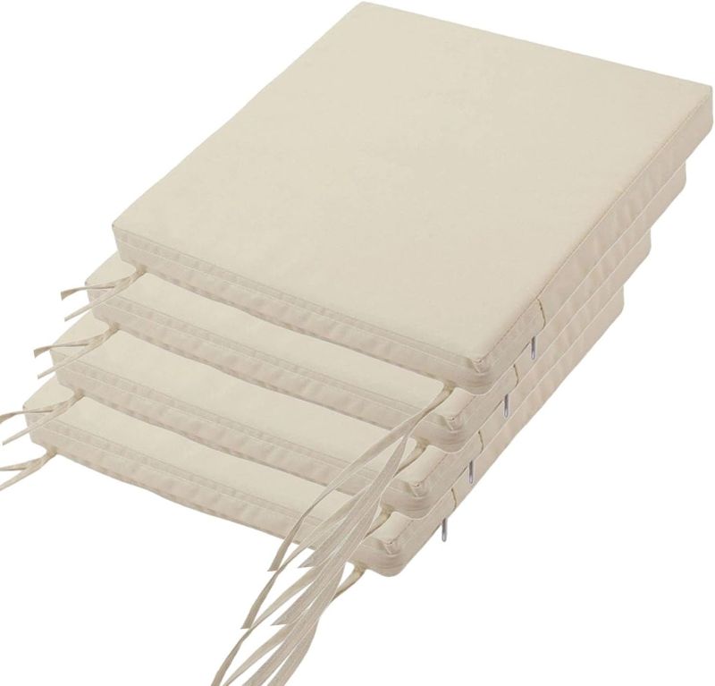 Photo 1 of Patio Chair Seat Cushions Set of 1/2/ 4 Waterproof Chair Cushions for Outdoor Furniture,18x18 /20x20/19x19 Inch,Replacement Chair Pads with Ties and Hidden Zipper(Beige,45x45x5cm4pcs)