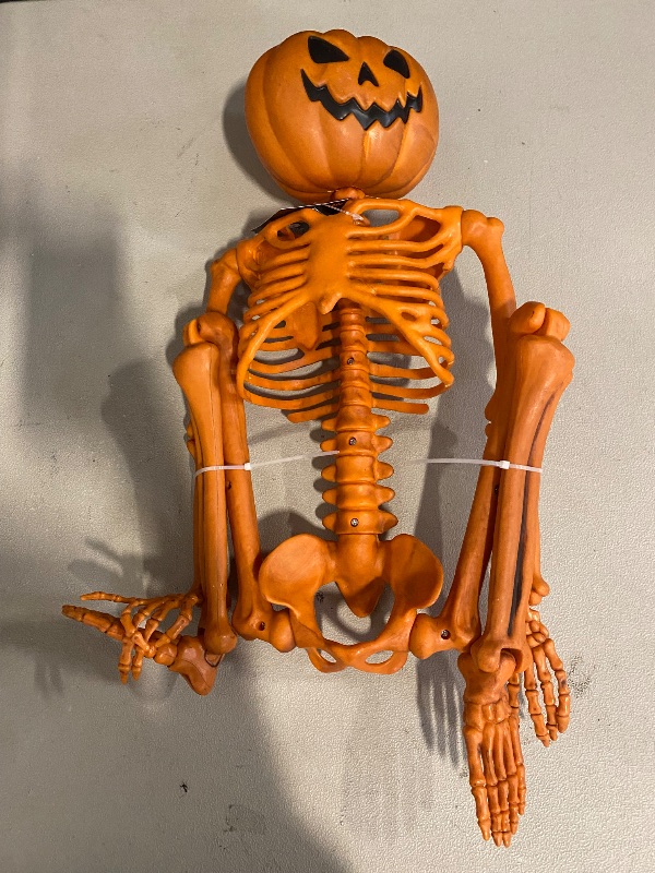 Photo 1 of Posable Pumpkin Skeleton 3D Halloween Hyde & EEK 36" Hanging Decor Jointed Goth