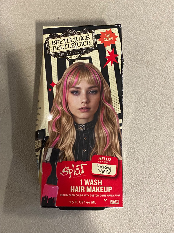 Photo 1 of Beetlejuice Beetlejuice Splat 1-Wash Temporary Hair Dye, Piercing Pink