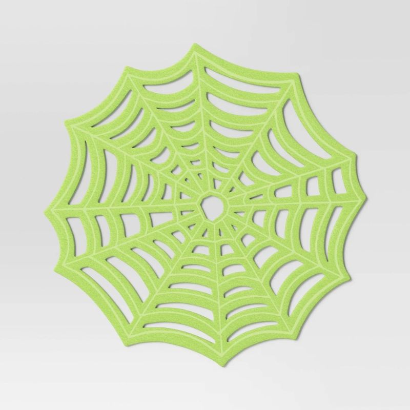 Photo 1 of 4 Halloween Spiderweb Charger Placemat Green - Hyde & EEK! Boutique™: Novelty Shape, Polyester, Spot Clean, 15"
