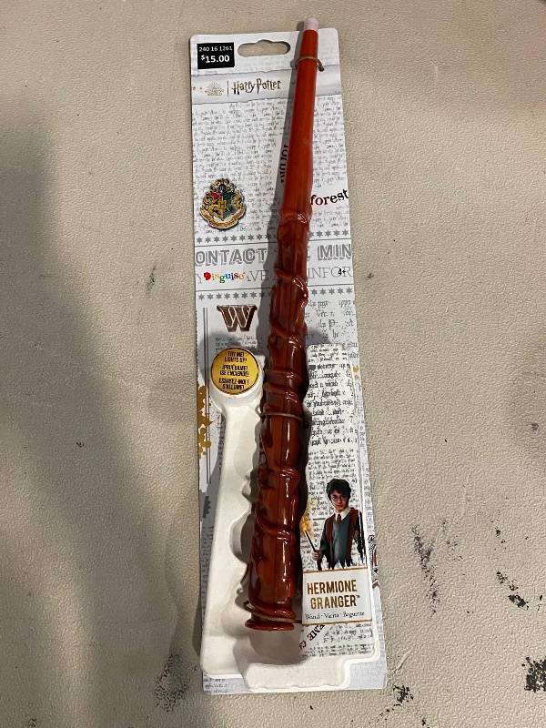 Photo 1 of Disguise Hermione Granger Light Up Wand, Official Hogwarts Wizarding World Harry Potter Costume Accessory Wand with Illuminating Tip Brown Medium