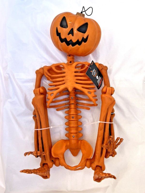 Photo 1 of Posable Pumpkin Skeleton 3D Halloween Hyde & EEK 36" Hanging Decor Jointed Goth