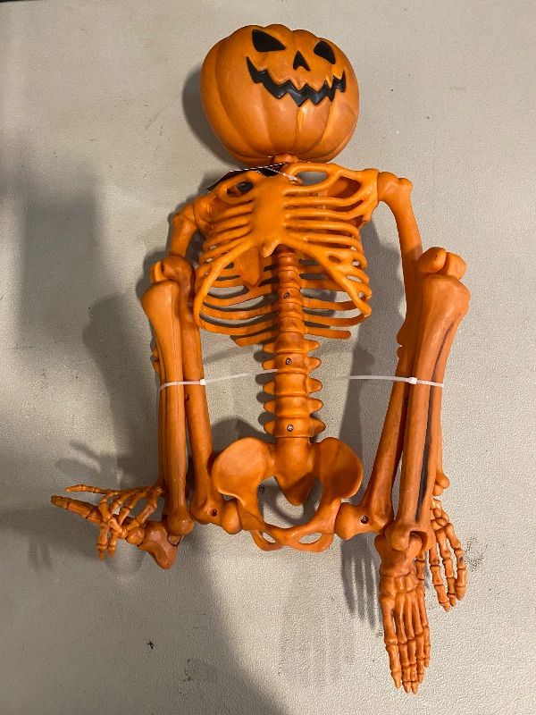 Photo 1 of Posable Pumpkin Skeleton 3D Halloween Hyde & EEK 36" Hanging Decor Jointed Goth