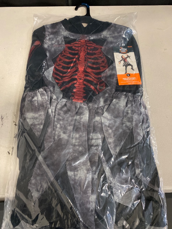 Photo 1 of Size (L) Girls Hyde & Eek Red Glitter SKELETON Dress Halloween Costume