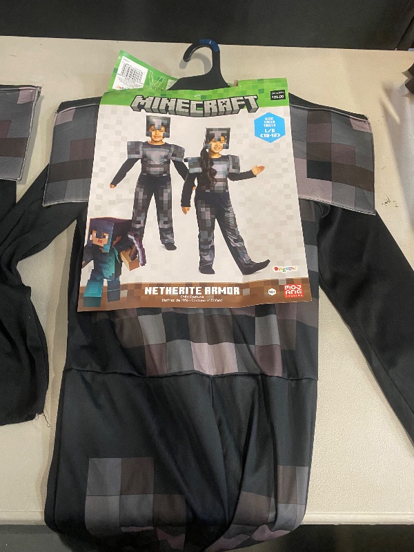 Photo 1 of (L) Minecraft Kid's Netherite Armor Jumpsuit Classic Costume | Minecraft Costumes
