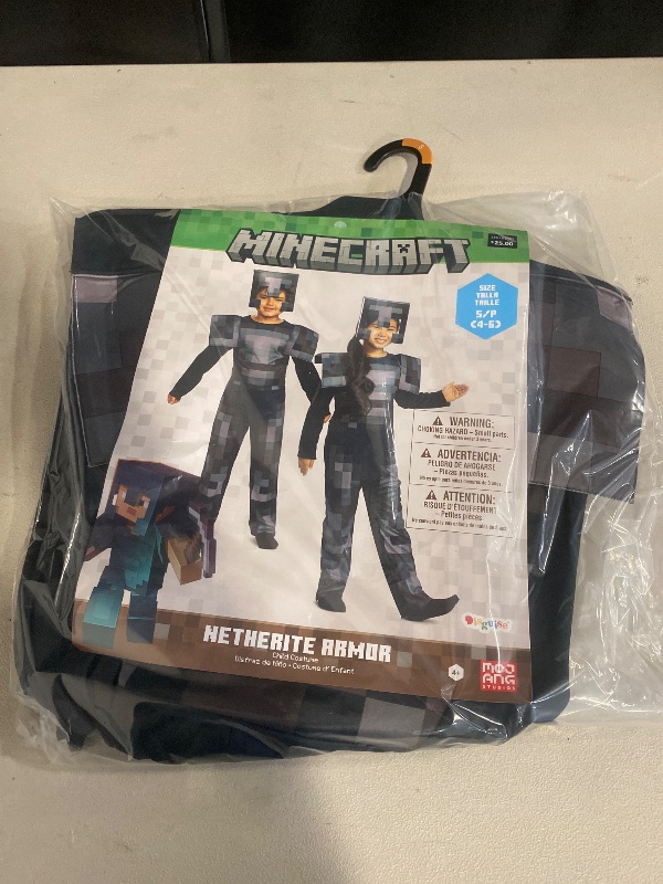 Photo 1 of (S) Minecraft Kid's Netherite Armor Jumpsuit Classic Costume | Minecraft Costumes