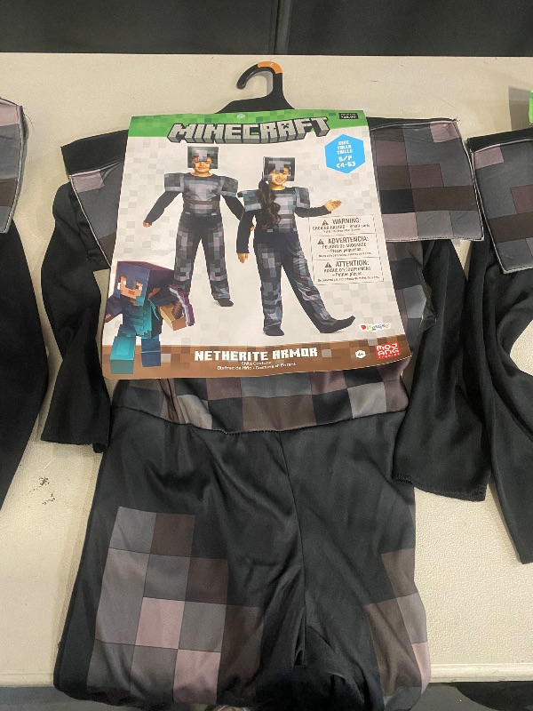 Photo 1 of (S) Minecraft Kid's Netherite Armor Jumpsuit Classic Costume | Minecraft Costumes