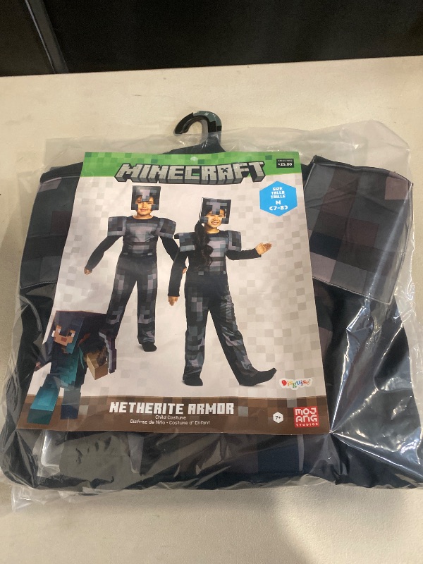 Photo 1 of (M) Minecraft Kid's Netherite Armor Jumpsuit Classic Costume | Minecraft Costumes