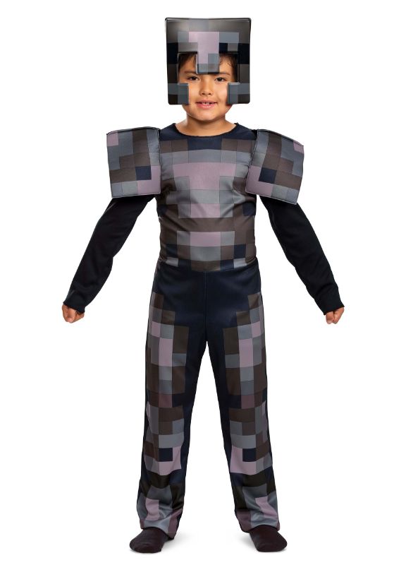 Photo 1 of (M) Minecraft Kid's Netherite Armor Jumpsuit Classic Costume | Minecraft Costumes