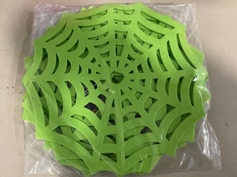 Photo 1 of 4 Halloween Spiderweb Charger Placemat Green - Hyde & EEK! Boutique™: Novelty Shape, Polyester, Spot Clean, 15"