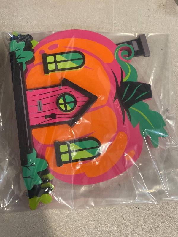 Photo 1 of Target 2024 Hyde and Eek Neon Wood Halloween Mini Mantle Decor 9” PUMPKIN HOUSE