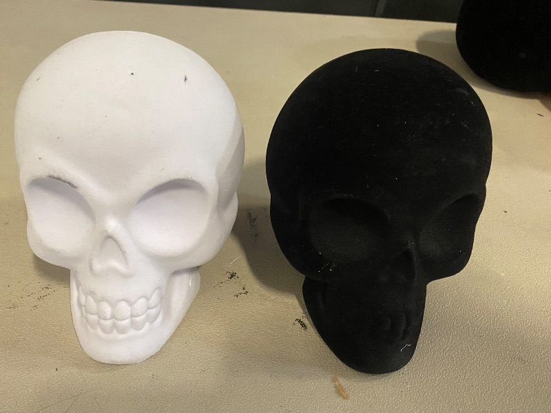 Photo 1 of 4 Halloween Velvet Indoor Decor 2 Pumpkin 2 Skull Heads 