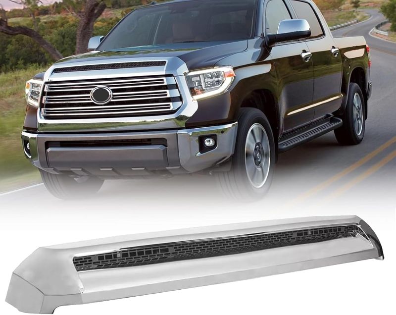 Photo 1 of Front Upper Hood Bulge Molding Grille Trim For Toyota Tundra 2014-2021 Front Upper Grille Hood Scoop (Chrome)